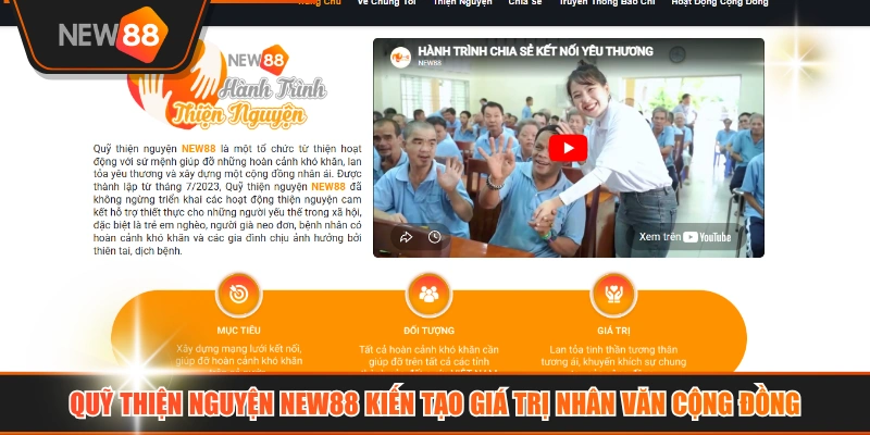 Quỹ Thiện Nguyện NEW88 Kiến Tạo Giá Trị Nhân Văn Cộng Đồng